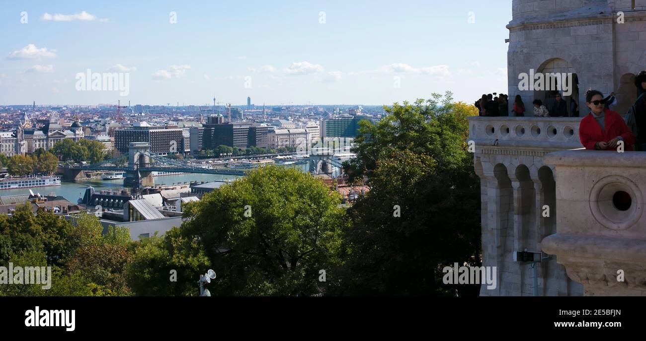 Budapest vue depuis le Bastion des pêcheurs, le quartier du château, Buda, Budapest, Hongrie Banque D'Images Budapest vue depuis le Bastion des pêcheurs, le quartier du château, Buda, Budapest, Hongrie Banque D'Images