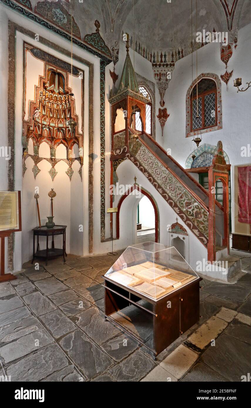 Intérieur de la mosquée Fethiye de la ville d'Ioannina, dans la région d'Epirus, Grèce, Europe. Banque D'Images