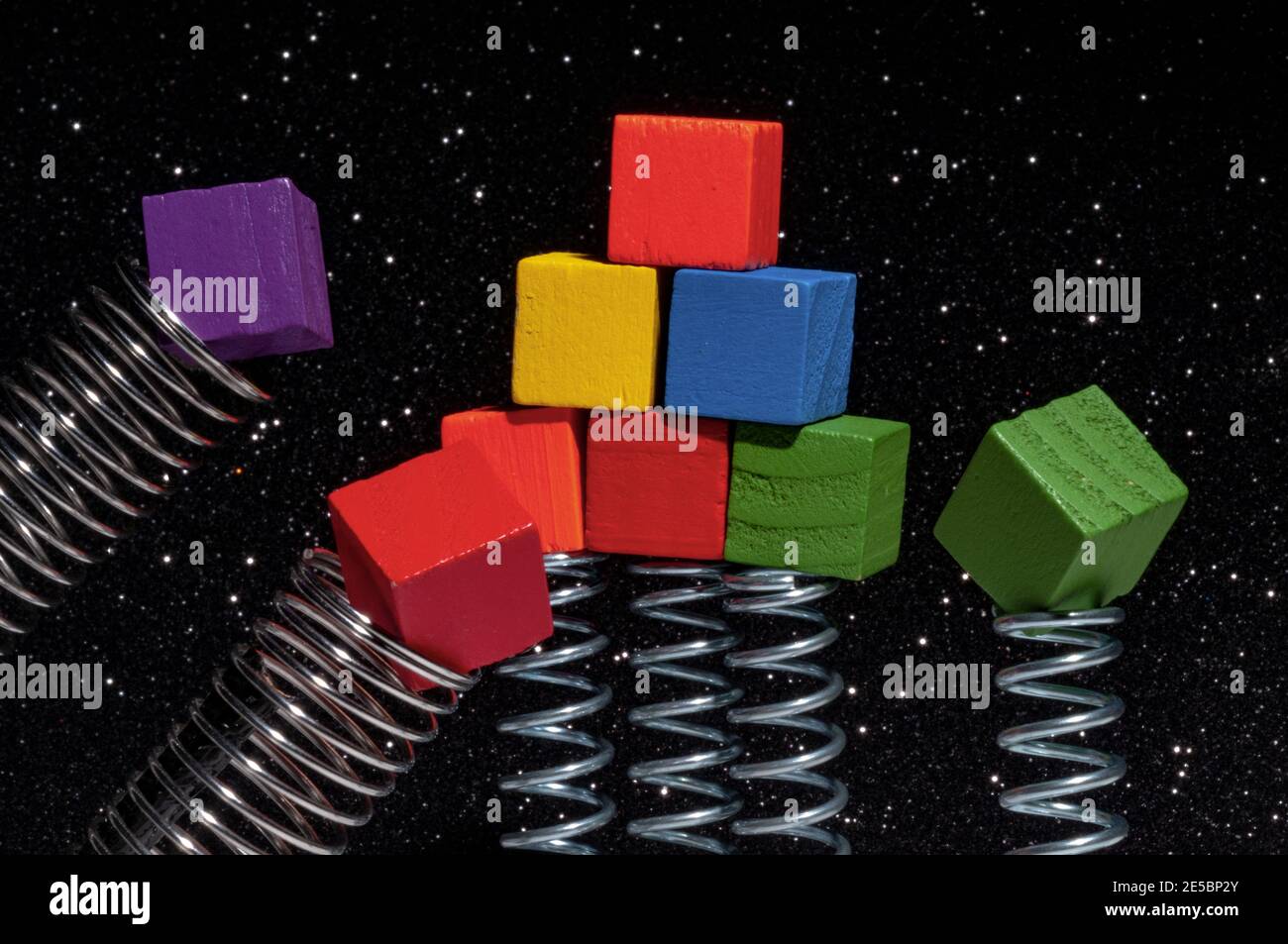 Cubes colorés dans le ciel Banque D'Images