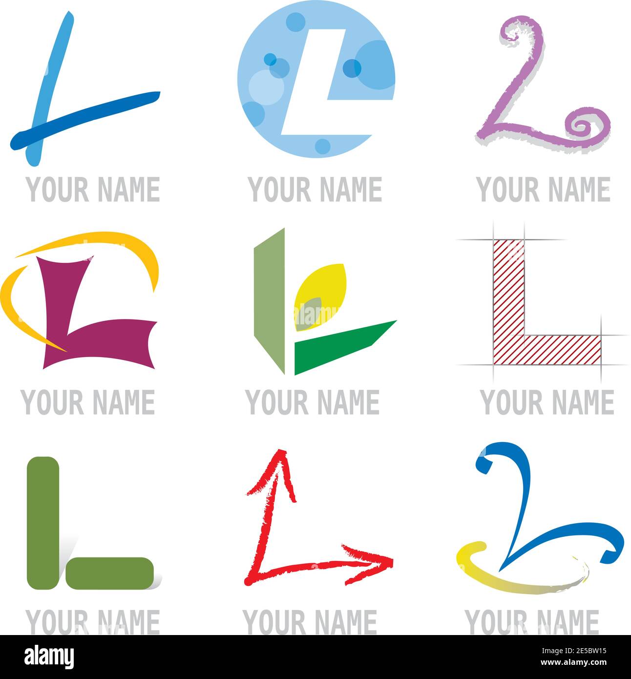 Jeu d'icônes de lettre L décorative - éléments pour le logo Conception Illustration de Vecteur