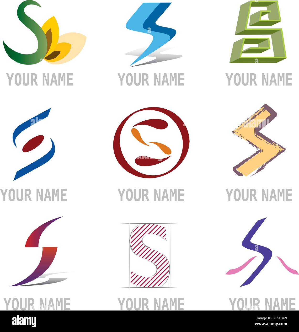Jeu d'icônes de lettre S décorative - éléments pour le logo Conception Illustration de Vecteur
