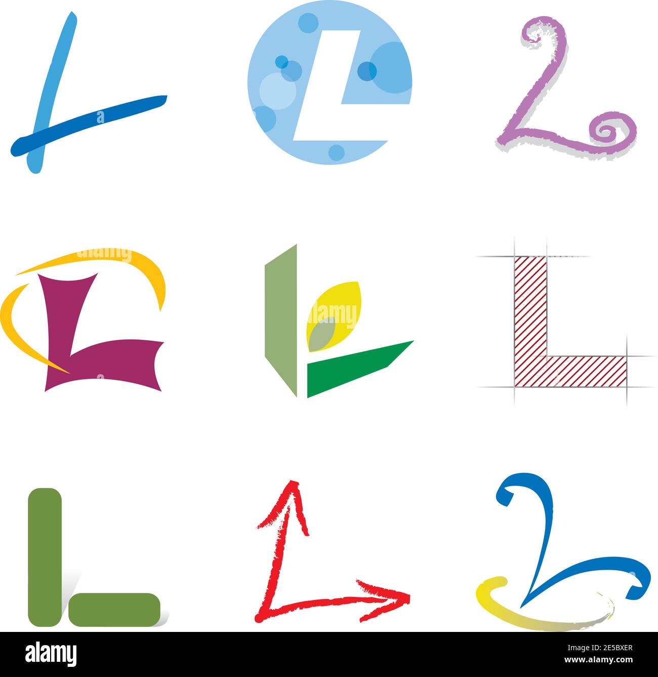 Jeu d'icônes de lettre L décorative - éléments pour le logo Conception Illustration de Vecteur