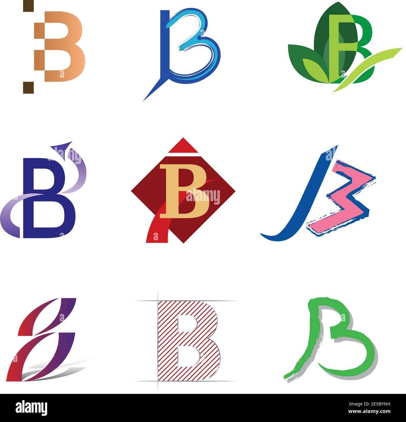 Jeu d'icônes de lettre B décorative - éléments pour le logo Conception Illustration de Vecteur
