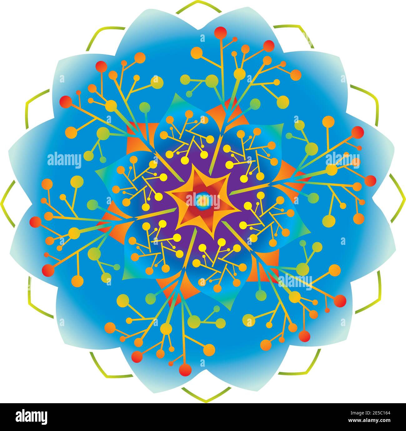 Mandala unique en couleurs arc-en-ciel conception vectorielle - géométrie sacrée Illustration de Vecteur