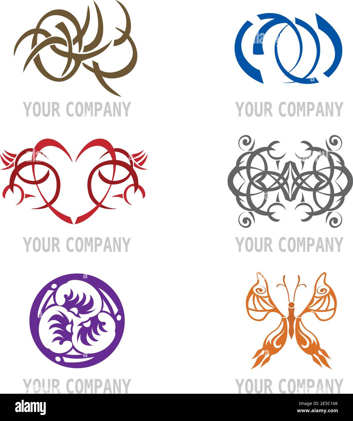 Ensemble de 6 icônes Tattoo - motifs de coeur et celtique Illustration de Vecteur