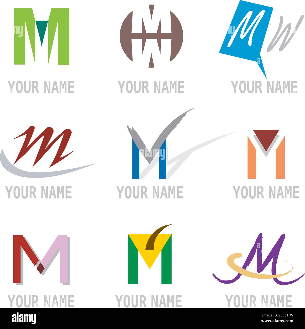 Jeu d'icônes de lettre M décorative - éléments pour le logo Conception Illustration de Vecteur