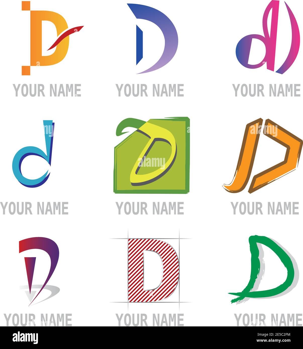 Jeu d'icônes de lettre D décorative - éléments pour le logo Conception Illustration de Vecteur
