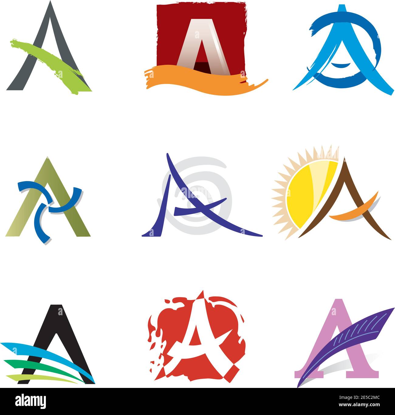 Jeu d'icônes de lettre A décorative - éléments pour le logo Conception Illustration de Vecteur