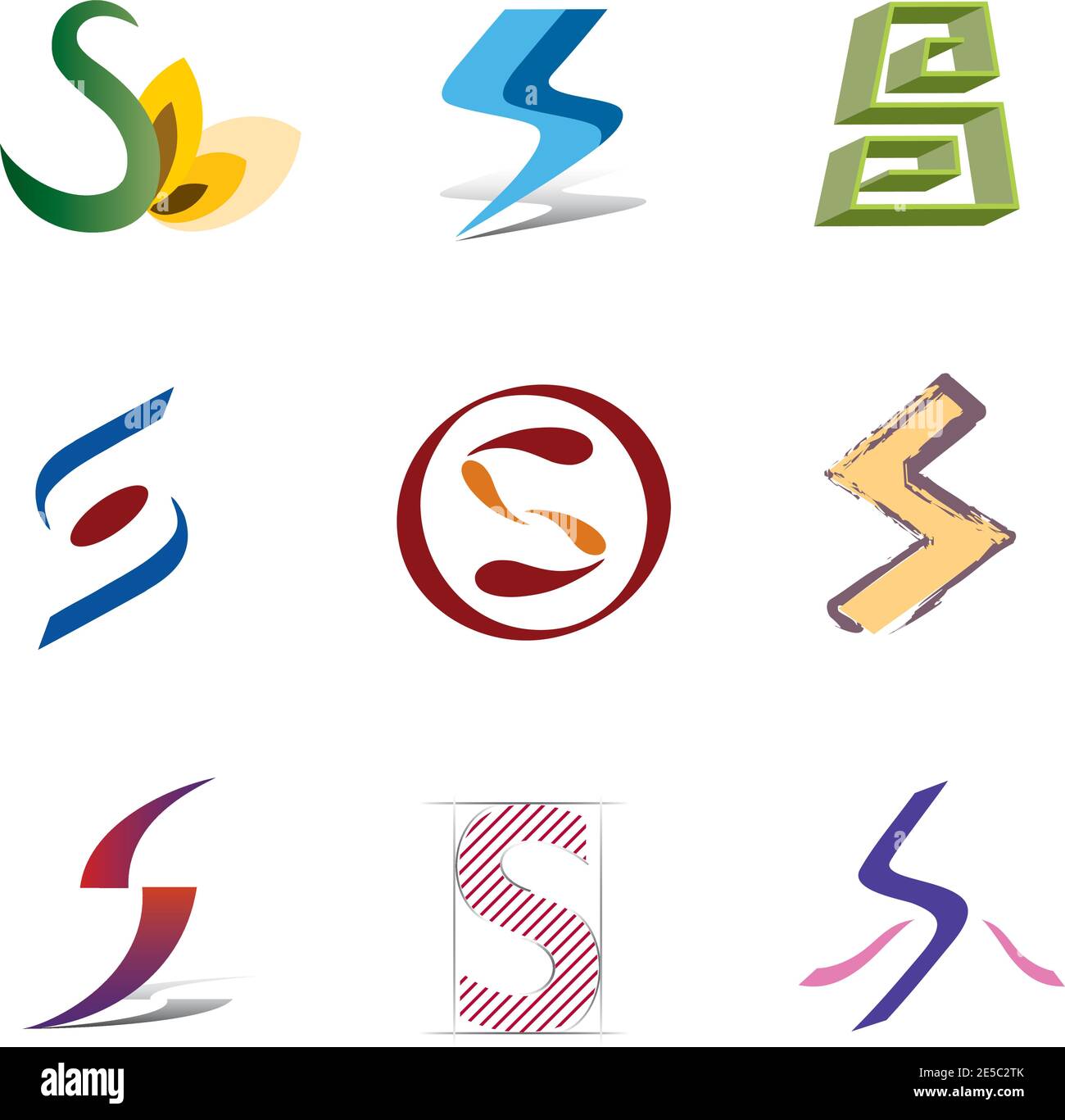 Jeu d'icônes de lettre S décorative - éléments pour le logo Conception Illustration de Vecteur