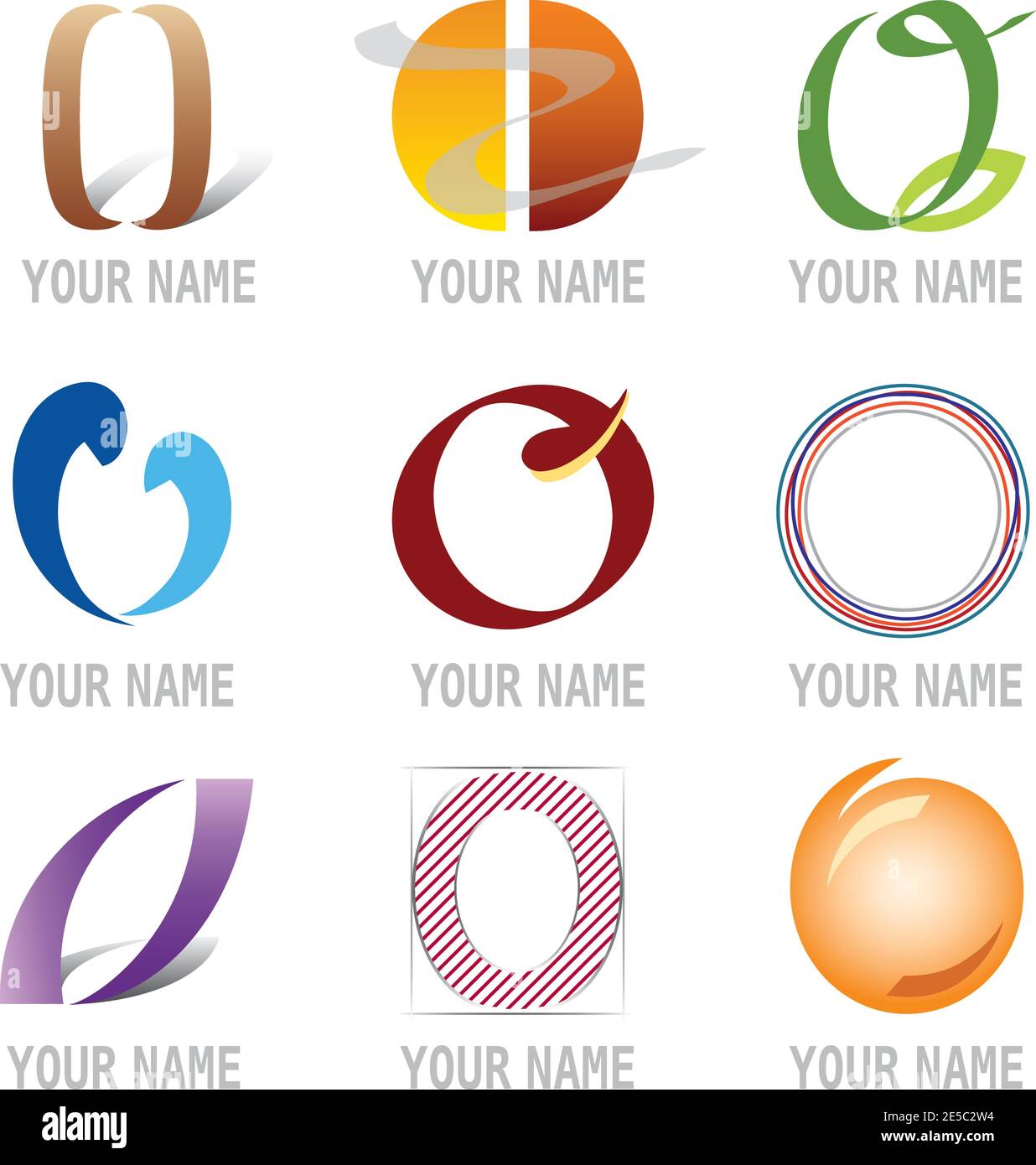 Jeu d'icônes de lettre O décorative - éléments pour le logo Conception Illustration de Vecteur