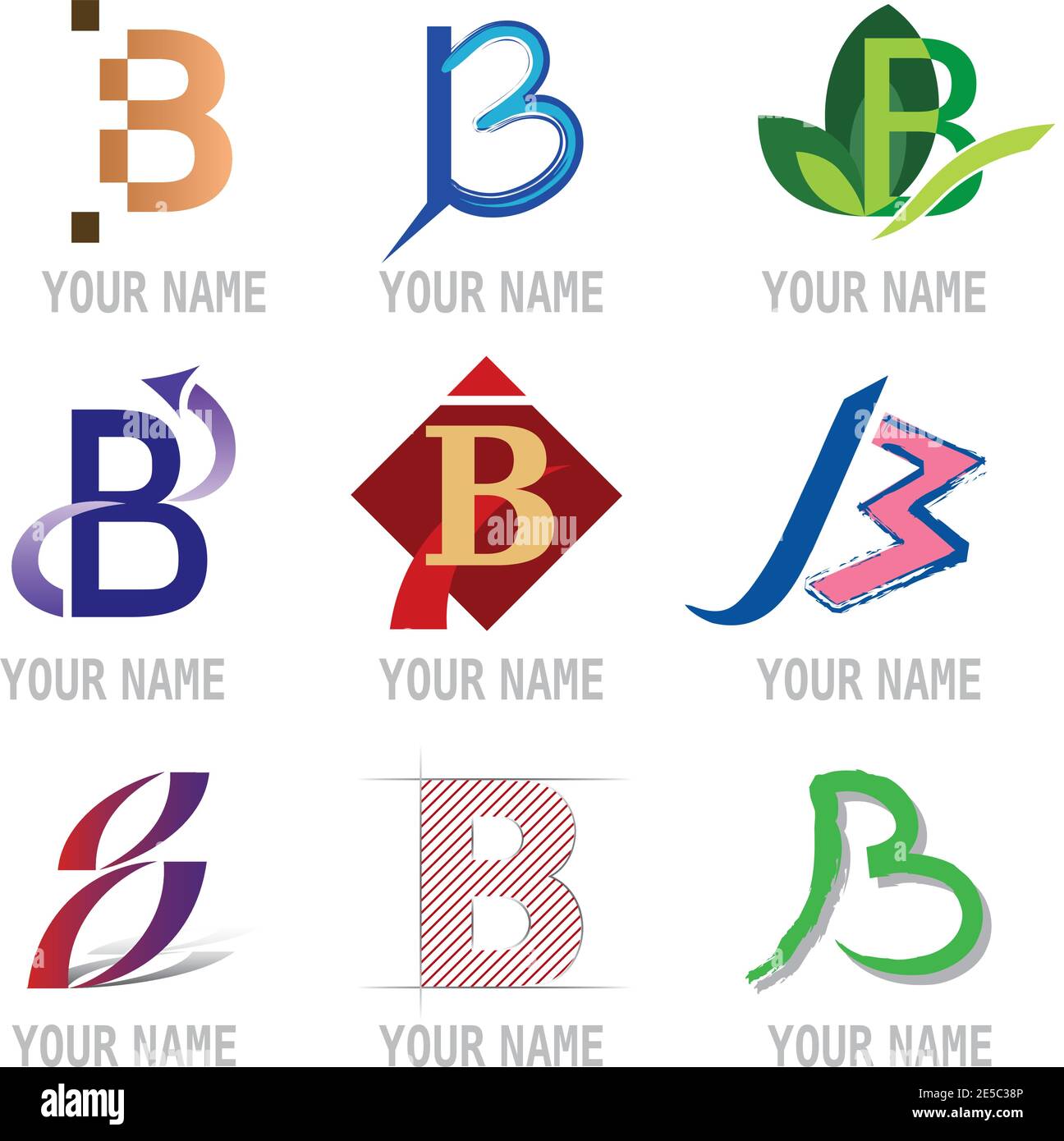 Jeu d'icônes de lettre B décorative - éléments pour le logo Conception Illustration de Vecteur
