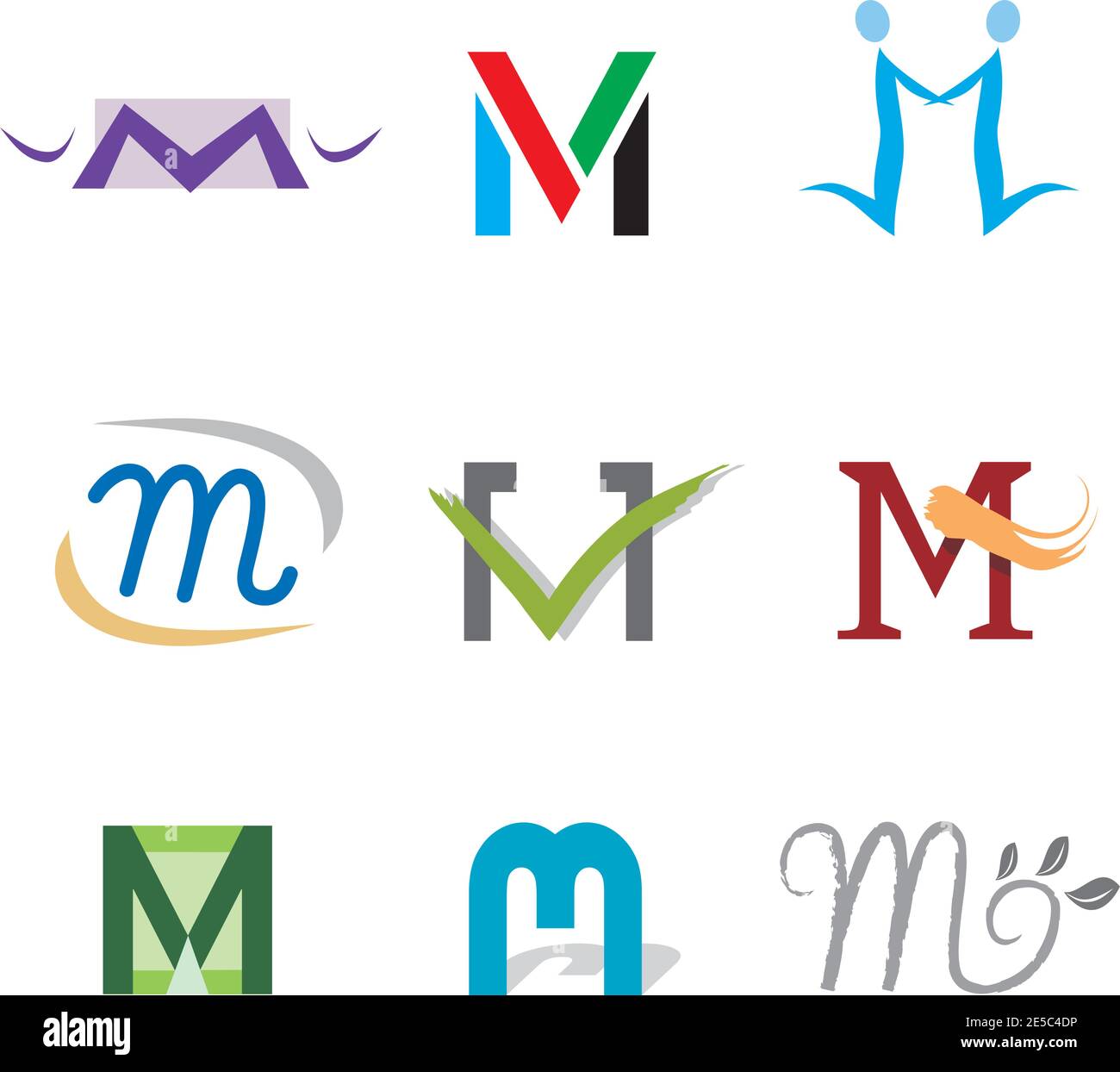 Jeu d'icônes de lettre M décorative - éléments pour le logo Conception Illustration de Vecteur