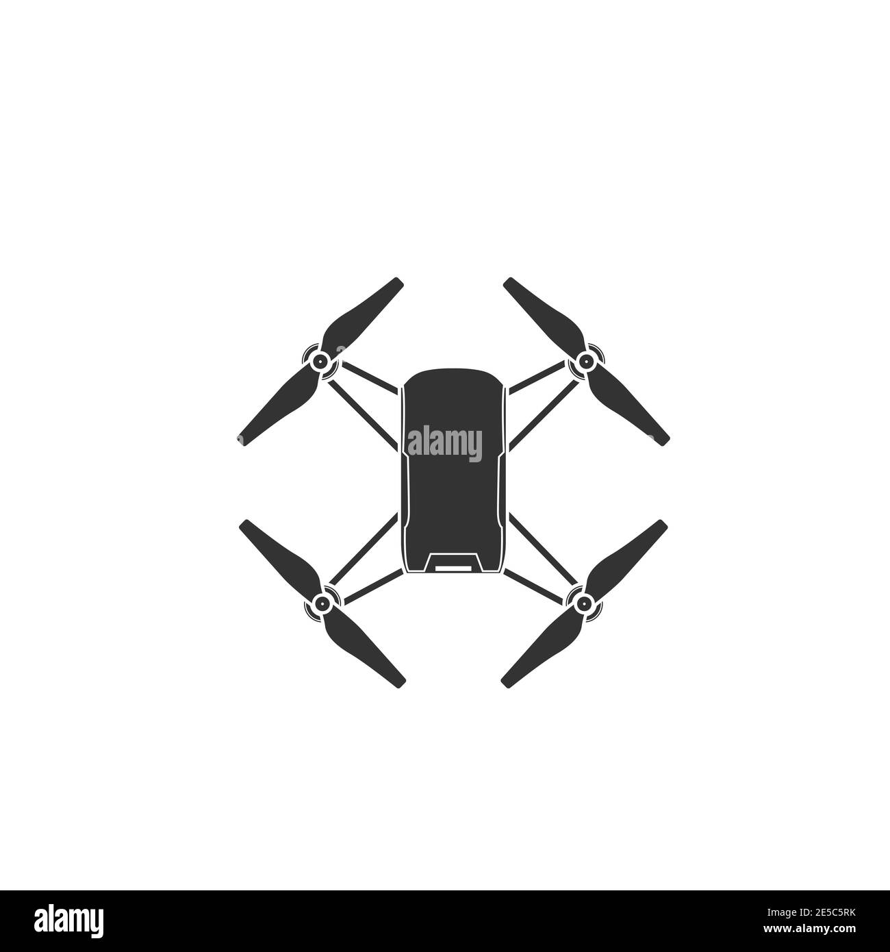 Vue de dessus de l'icône Professional Drone. Quadrocopter avec appareil photo pour la prise de photos et la prise de vidéos. Illustration de Vecteur