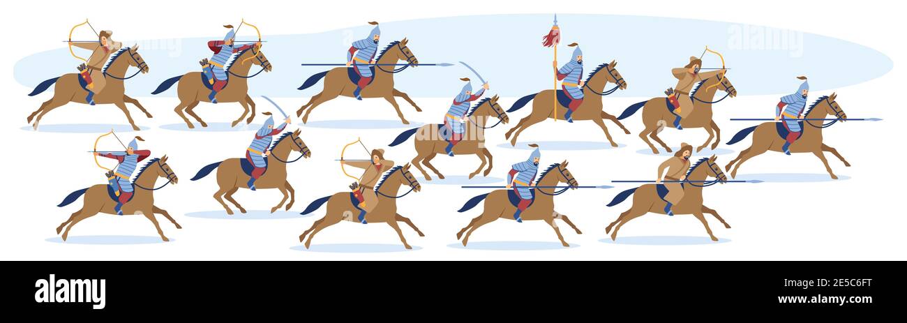 Mongol asiatique médiéval ou guerrier turc Illustration de Vecteur