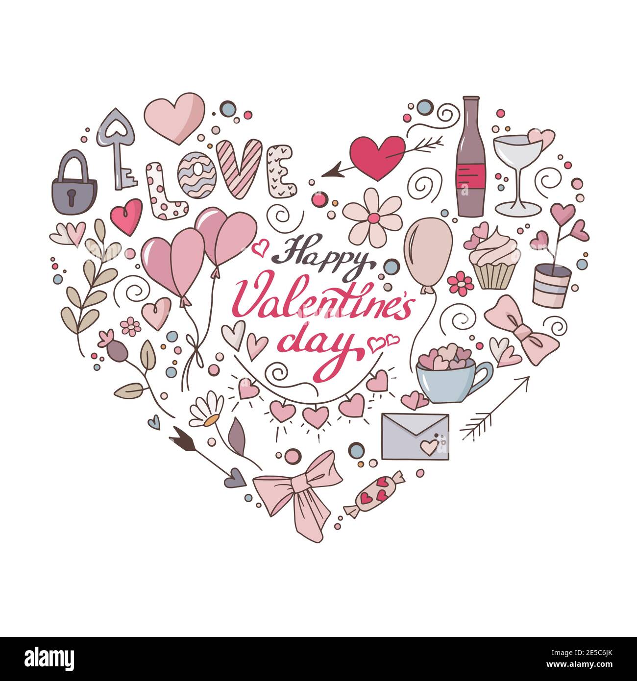 Décor coloré pour les fêtes de la Saint-Valentin, les mariages et les événements romantiques. Vecteur Illustration de Vecteur