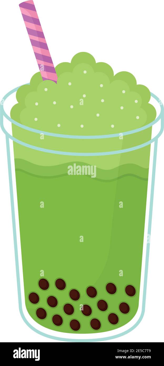 thé à bulles de couleur verte et bulles Illustration de Vecteur