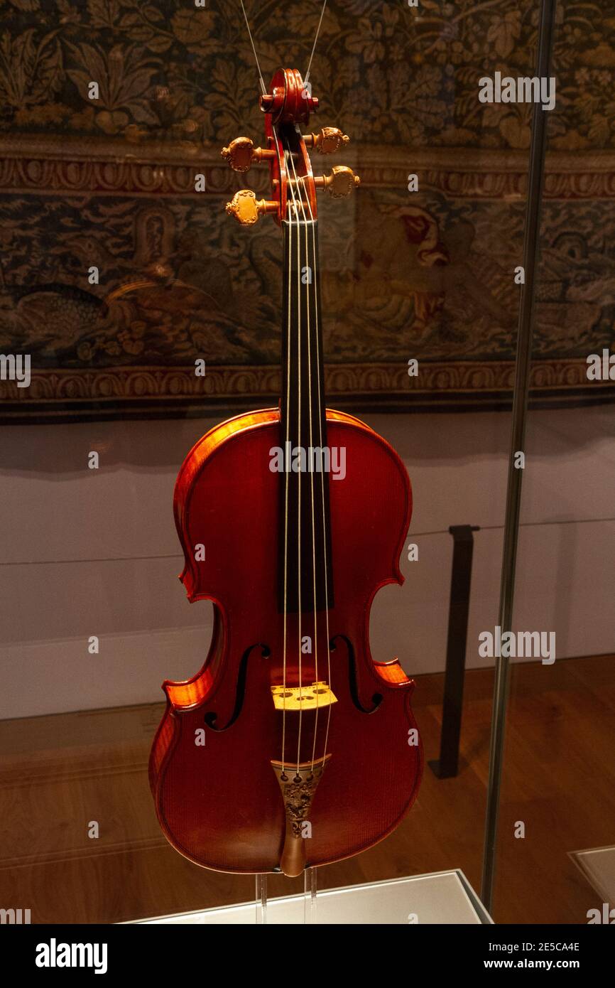 Violon « le Messie », par Antonio Stradivari, Ashmolean Museum, musée d'art et d'archéologie de l'Université d'Oxford, Oxford, Royaume-Uni. Banque D'Images