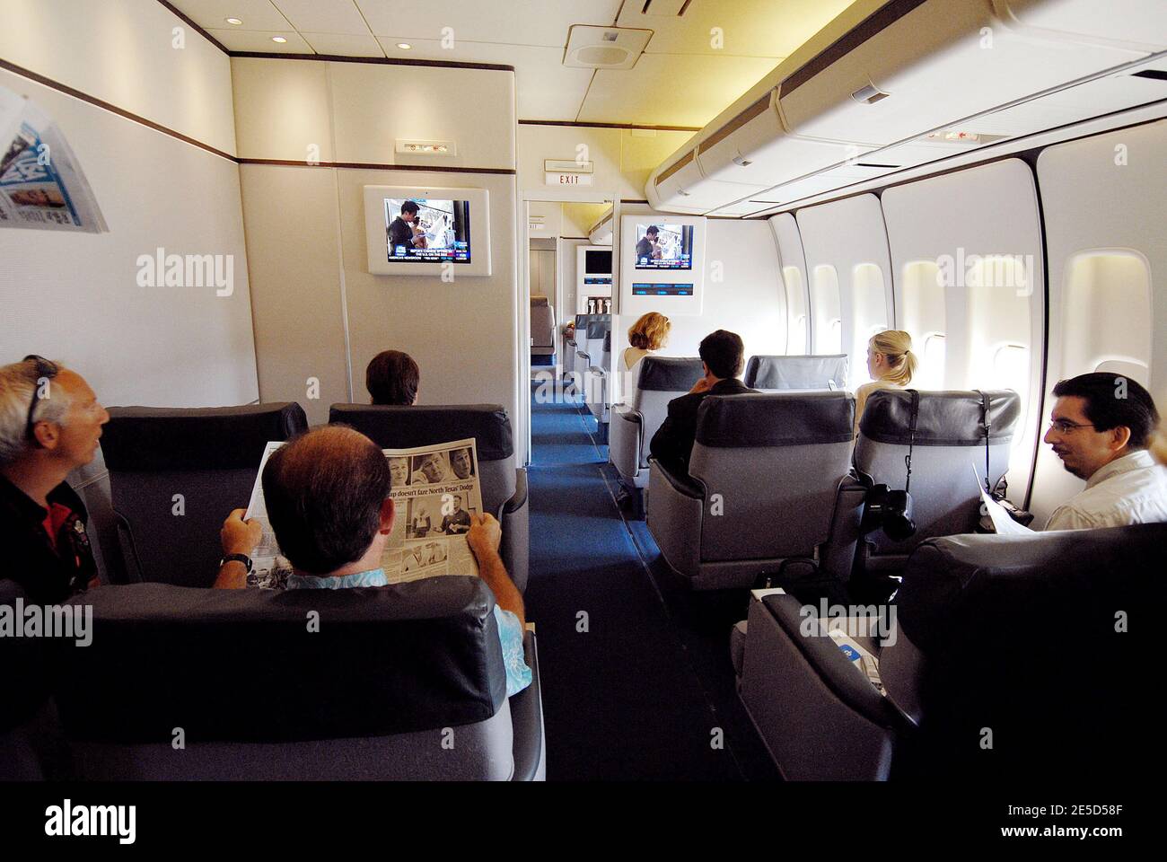 Photo dans les coulisses de la Maison Blanche à Washington, DC, USA. À bord de l'avion présidentiel Air Force One. Photo par Olivier Douliery/ABACAPRESS.COM Légende locale 168597 001 Banque D'Images