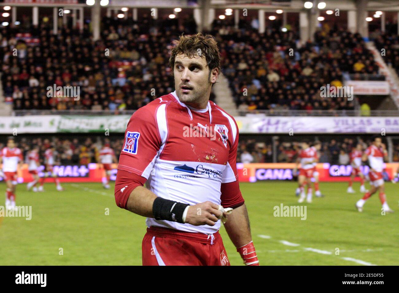 Jean-Baptiste Gobelet de Biarritz Olympique lors du match de rugby Top 14,  USAP Perpignan vs Biarritz au stade aime Giral de Perpignan, France, le 15  novembre 2008. USAP a gagné 27-12. Photo