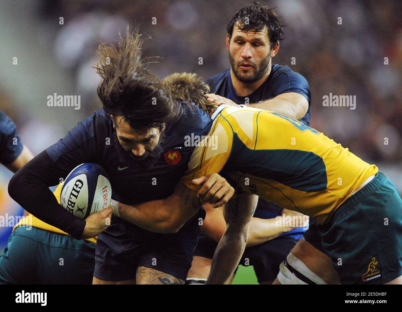 Sébastien Chabal en France lors du match de rugby international, France contre Australie au Stade de France à Saint-Denis près de Paris, France, le 22 novembre 2008. L'Australie a gagné 18-13. Photo de Steeve McMay/Cameleon/ABACAPRESS.COM Banque D'Images