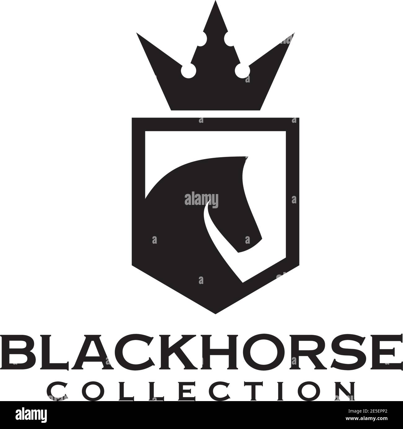 Logo « Horse King » avec modèle vectoriel en forme de couronne Illustration de Vecteur