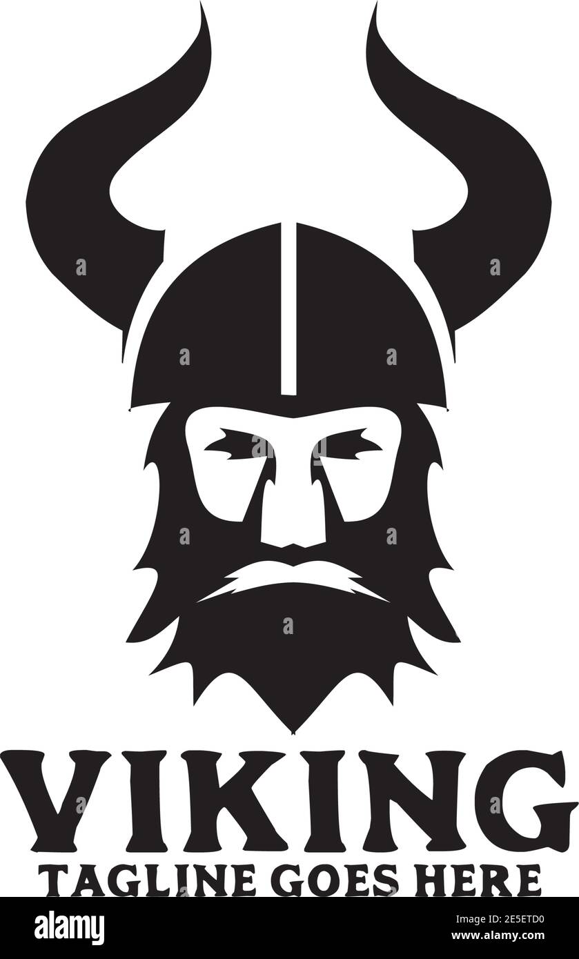 Modèle de conception du logo vectoriel du casque à tête viking Illustration de Vecteur