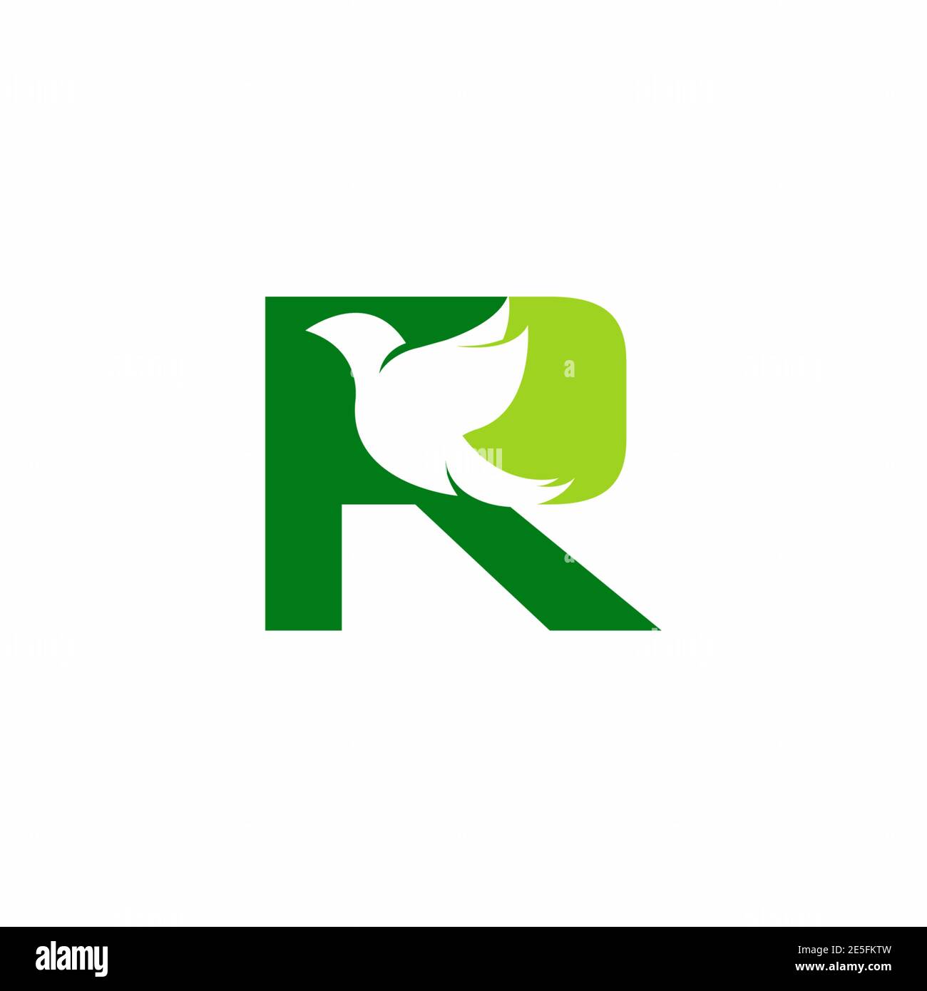 Lettre R initiale verte avec forme d'oiseau à l'intérieur du logo vectoriel conception Illustration de Vecteur