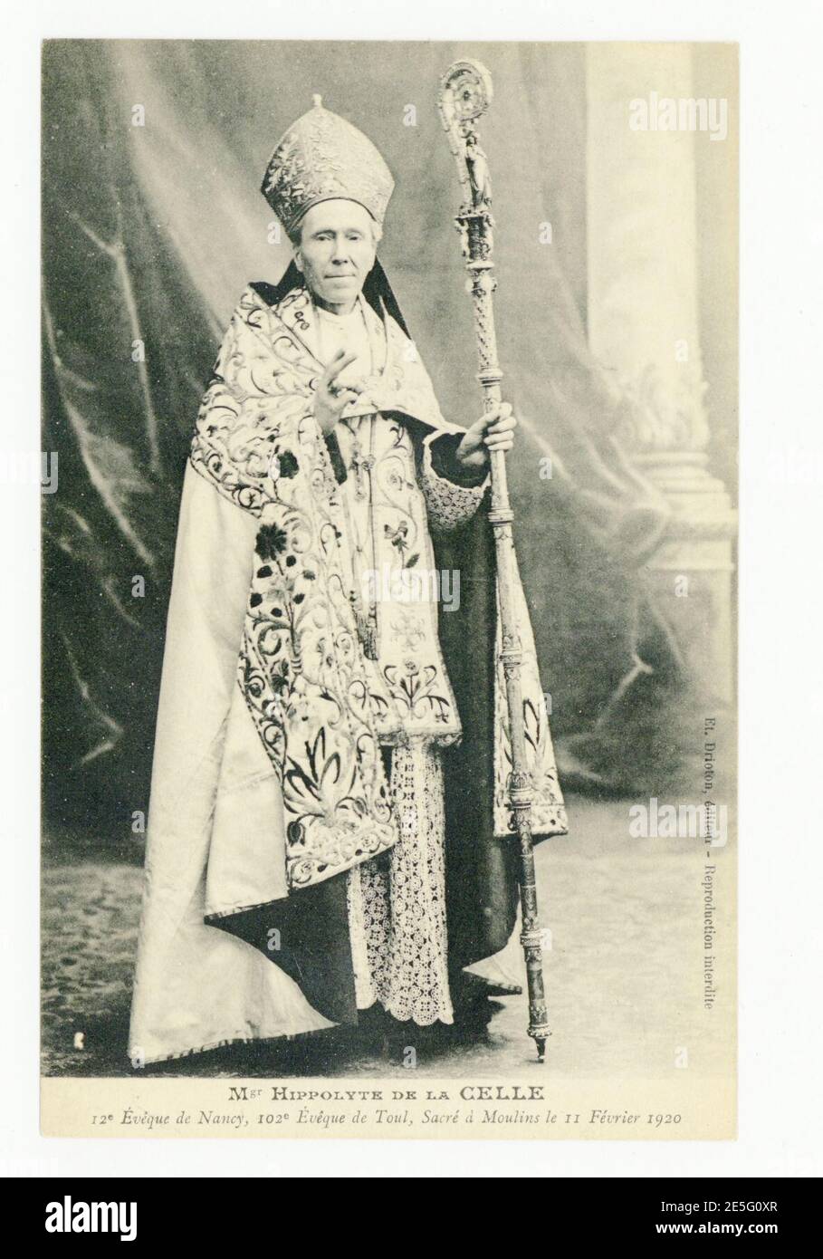 Mgr Hippolyte de la celle, 12e Evêque de Nancy, 102f Evêque de Toul, sacré à Moulins le 11 février 1 P-FG-CP-01413. Banque D'Images