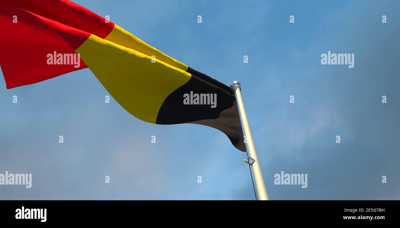 Rendu 3d du drapeau national de la Belgique Banque D'Images