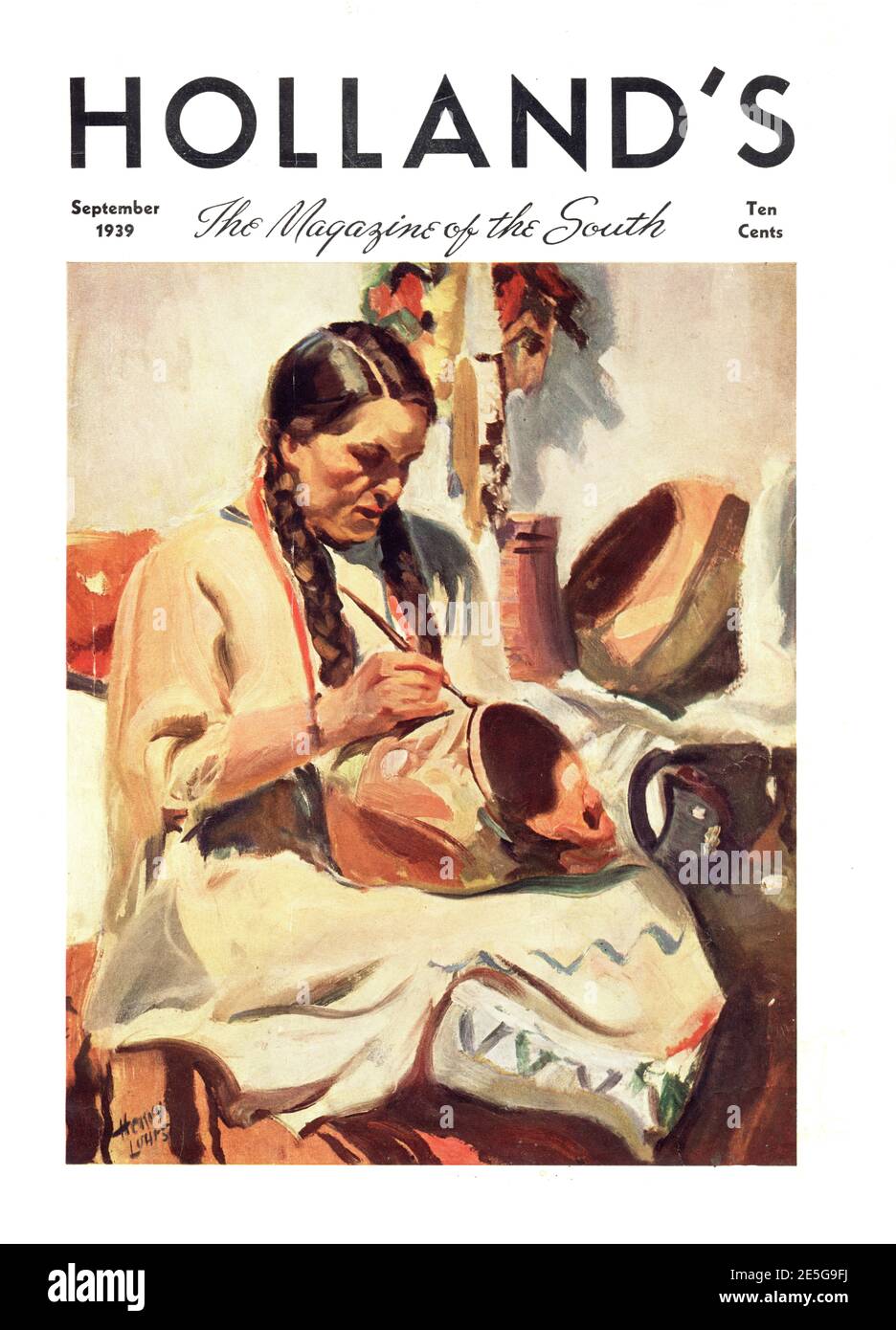 Photo de la poterie peinture par un amérindien prise de Holland's Magazine septembre 1939 Banque D'Images