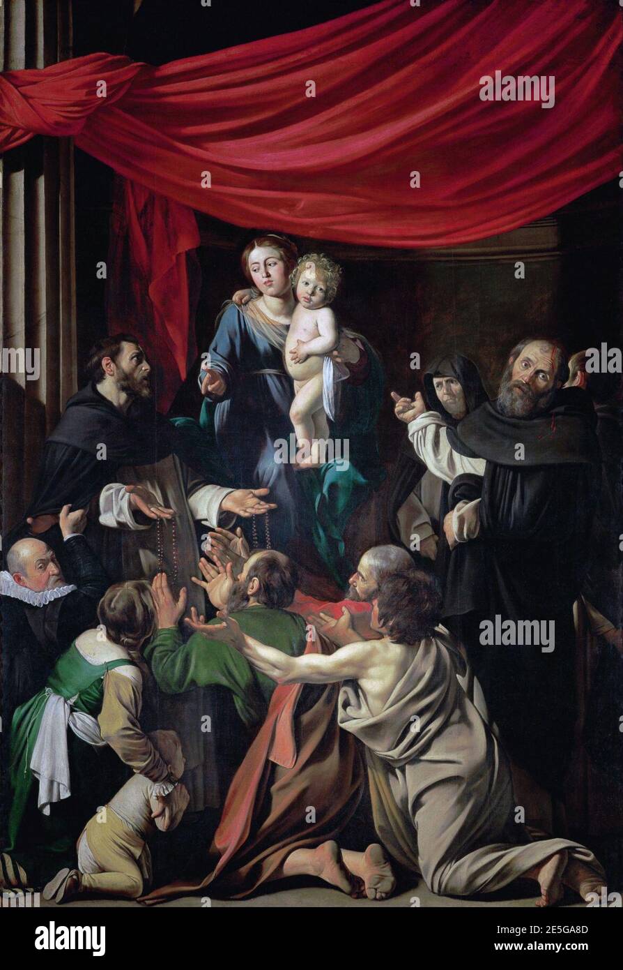 Michel-Ange Merisi, appelé Caravaggio - Madonna du Rosaire Banque D'Images