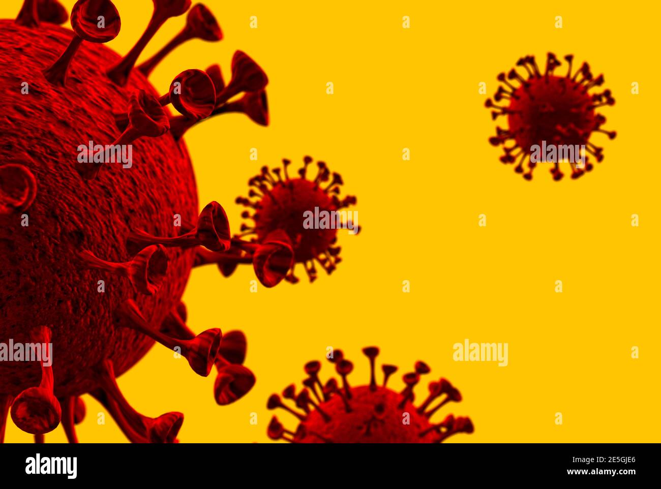 vue microscopique des particules covid 19 avec un dos vibrant rendu 3d sol Banque D'Images