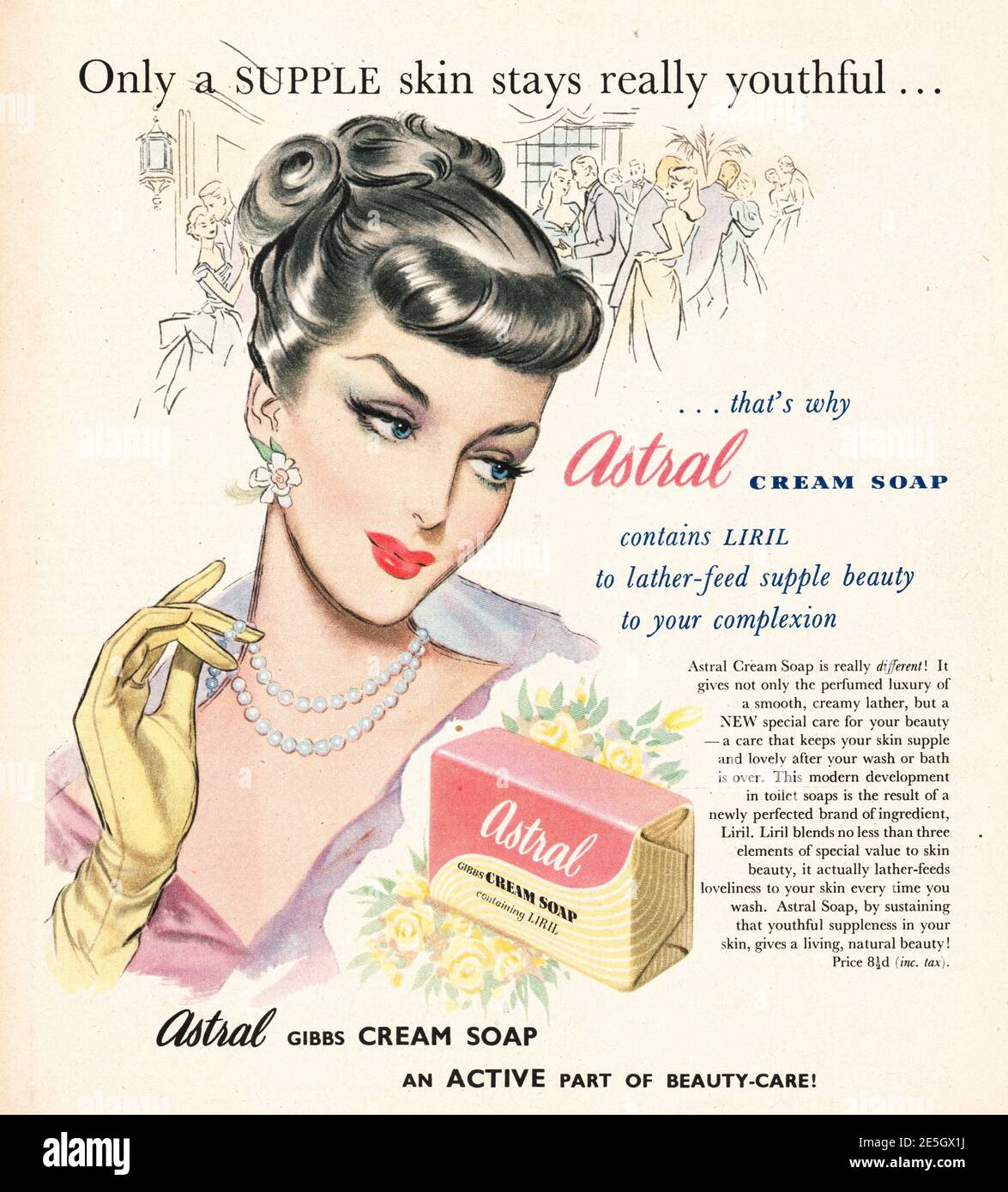 1950 UK Magazine annonce Astral crème savon Banque D'Images