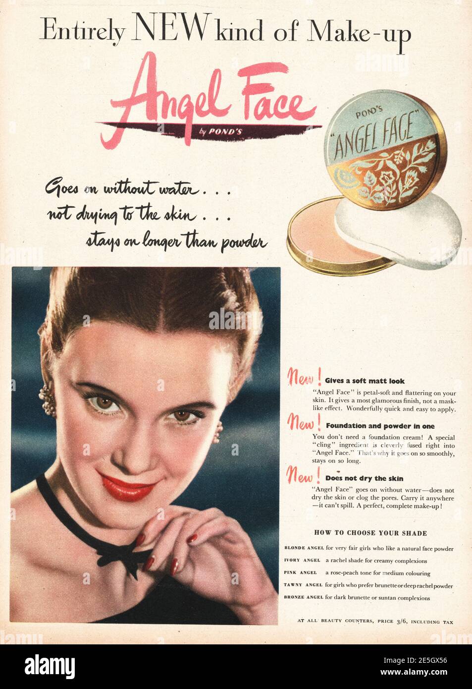 1950 UK Magazine annonce Angel visage maquillage Banque D'Images