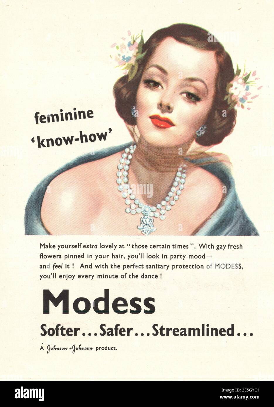 1950 Publicité britannique Modess Banque D'Images