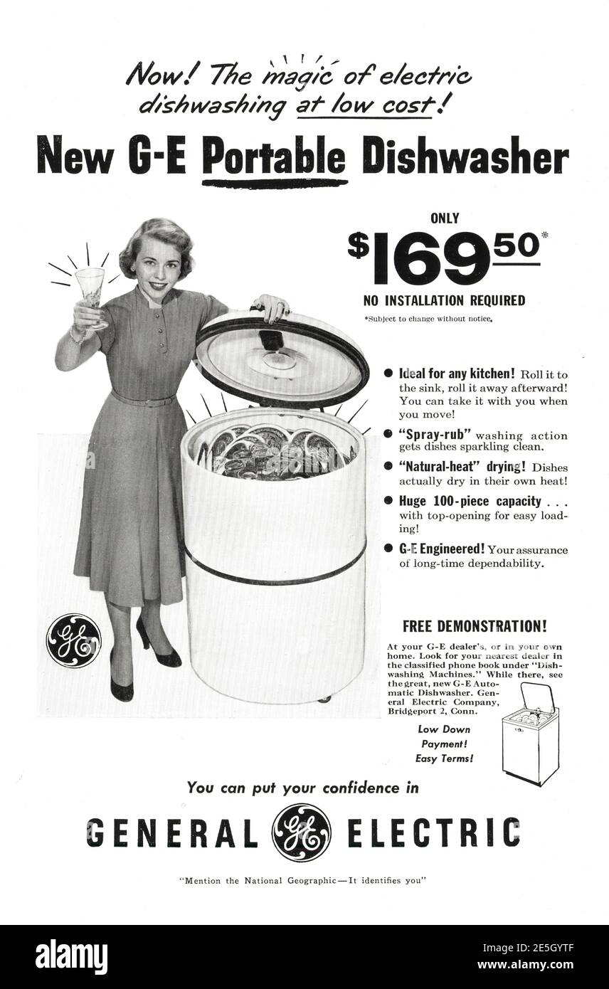 1950 Publicité américaine General Electric lave-vaisselle Photo Stock -  Alamy