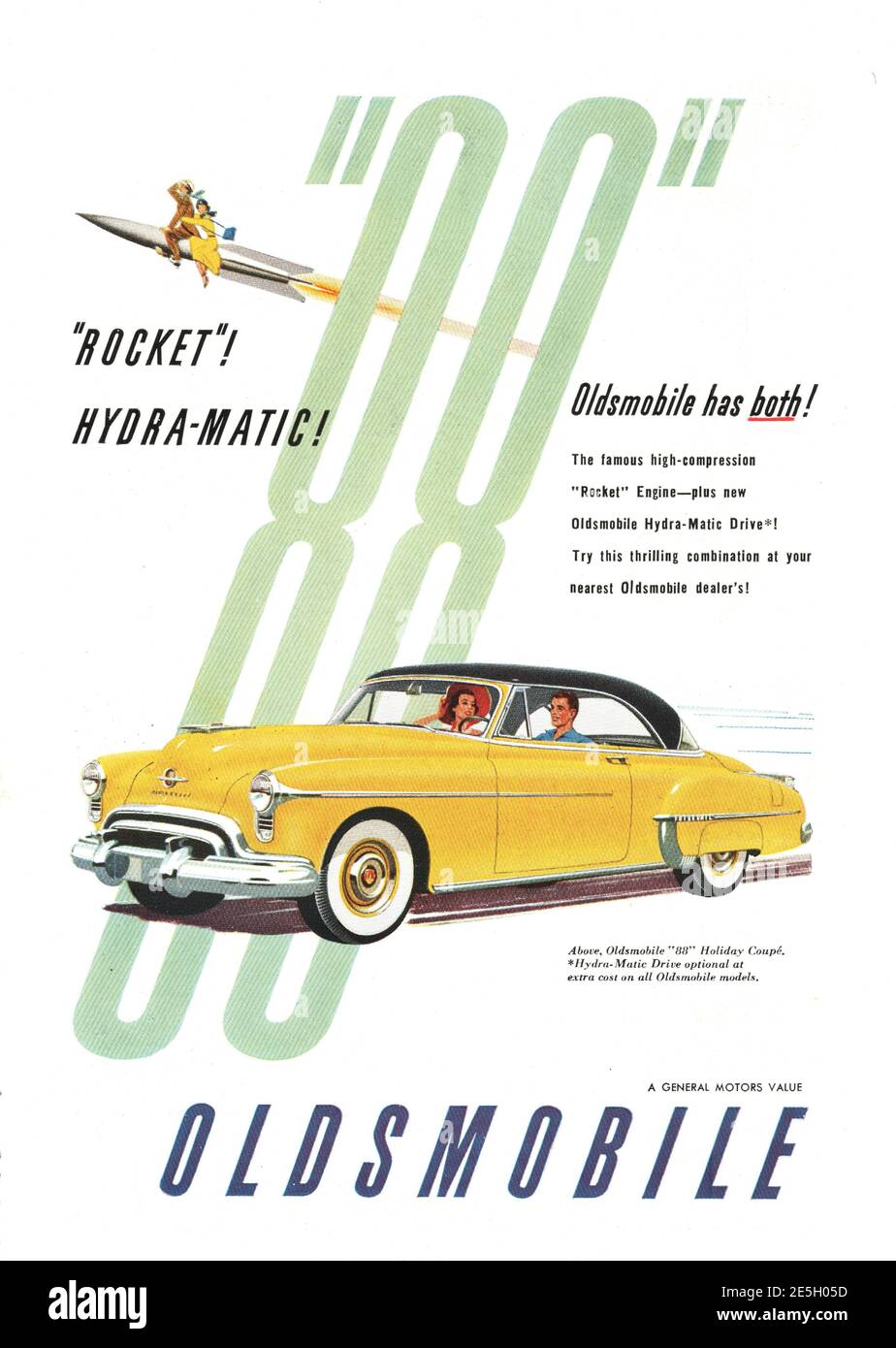 1950 publicité américaine Oldsmobile Banque D'Images