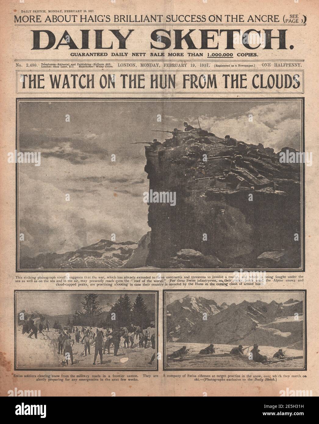 1917 esquisse quotidienne de l'armée suisse sur les Manouvres Banque D'Images