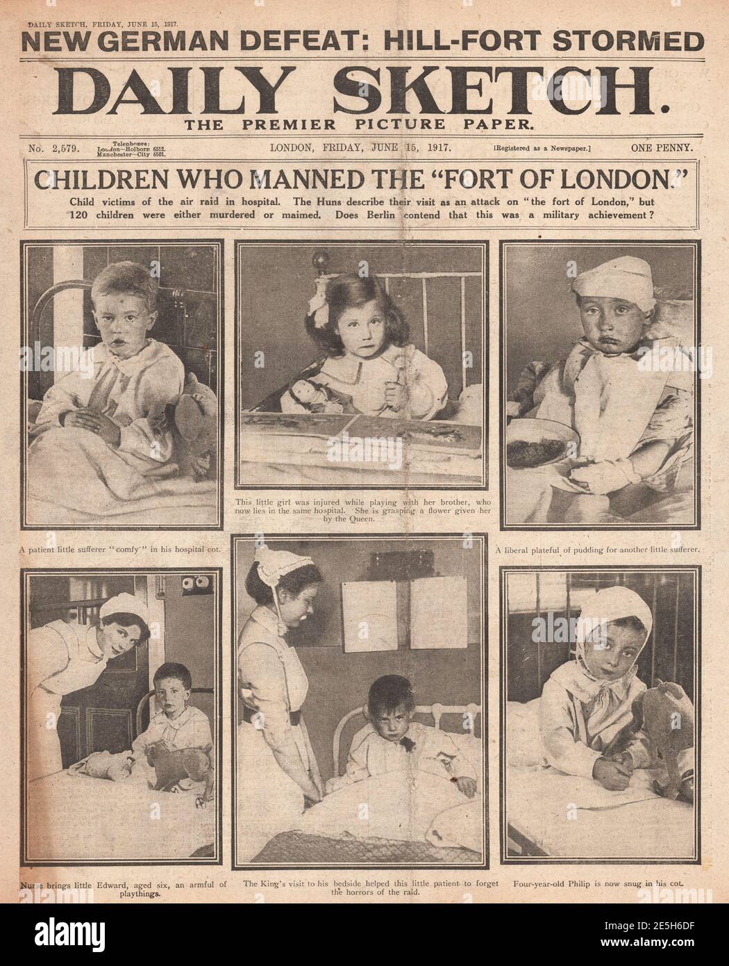 1917 Daily Sketch victimes de Gotha Rides sur Londres Banque D'Images