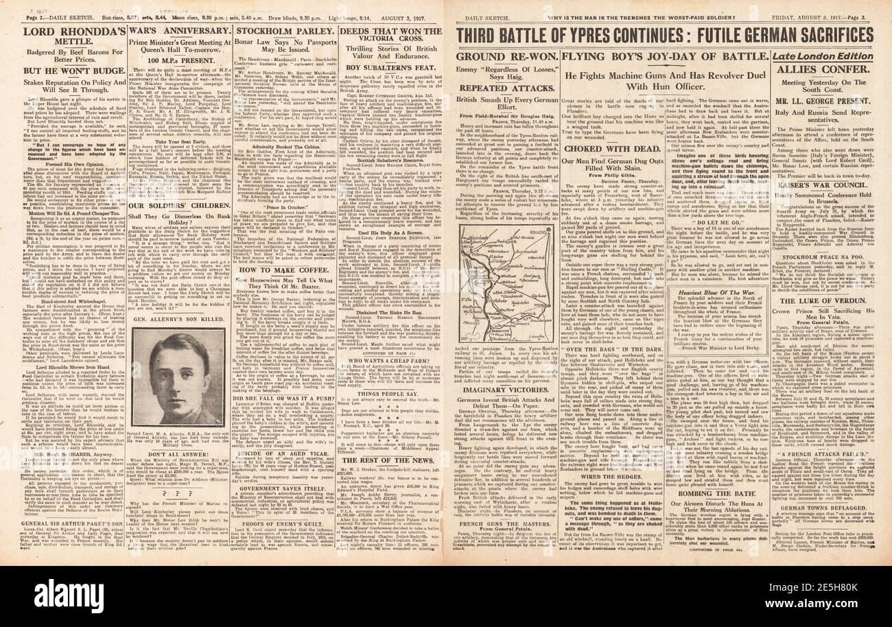 1917 esquisse quotidienne bataille de Passchendaele Banque D'Images