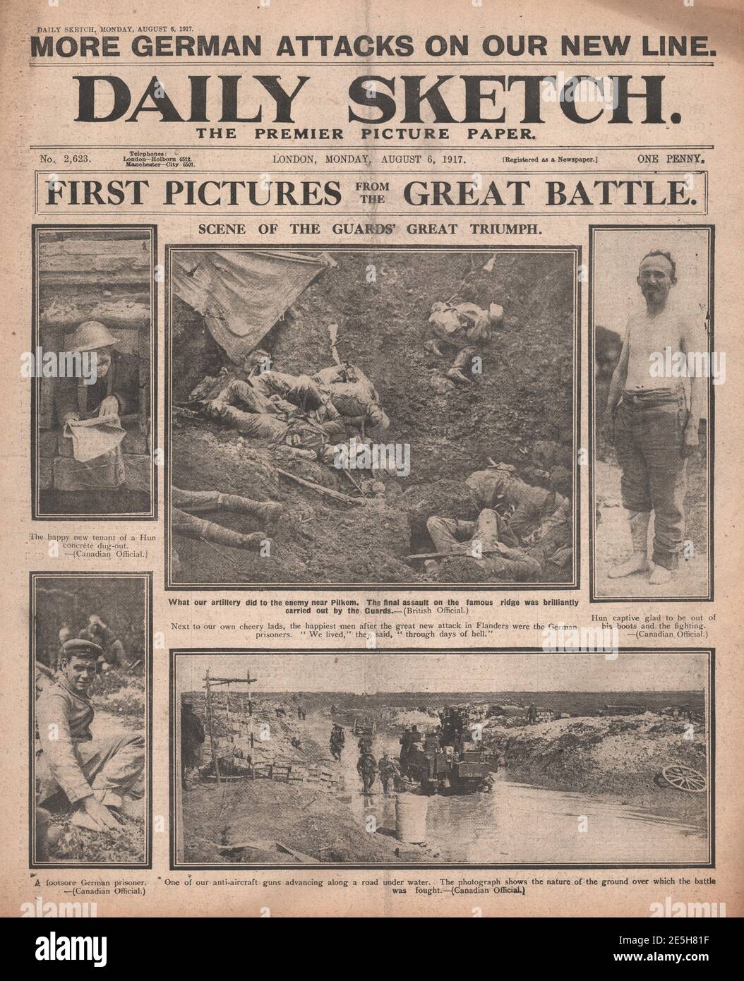 1917 esquisse quotidienne bataille de Passchendaele Banque D'Images