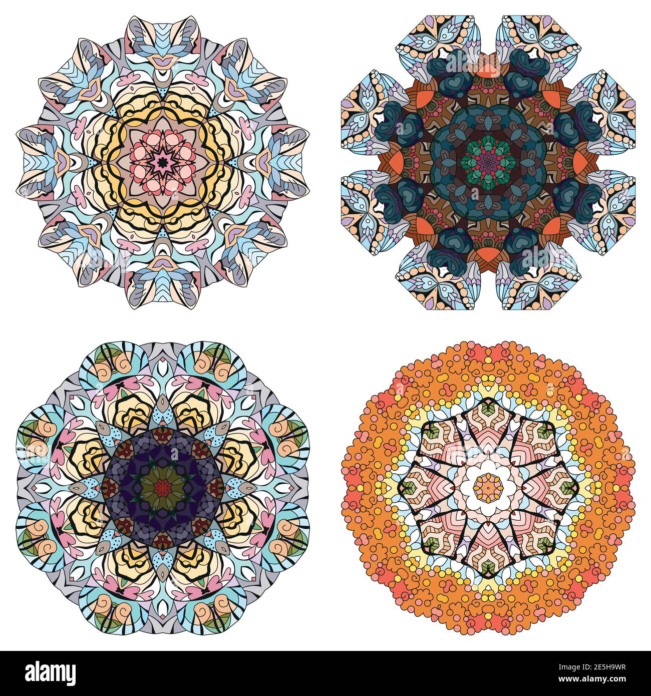 Design artistique peint à la main. Jeu de 4 illustrations de couleur dessinées à la main pour la décoration Illustration de Vecteur