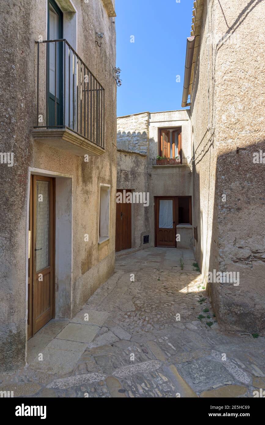 Architecture résidentielle dans l'ancienne ville d'Erice, Sicile, Italie Banque D'Images