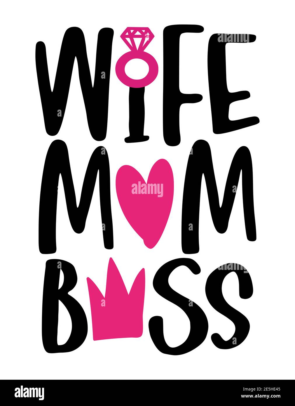 Femme maman Boss. Lettres calligraphiques dessinées à la main, citations inspirantes pour cartes de vœux, invitations de vacances, superpositions de photos, imprimé t-shirt. Mo Illustration de Vecteur