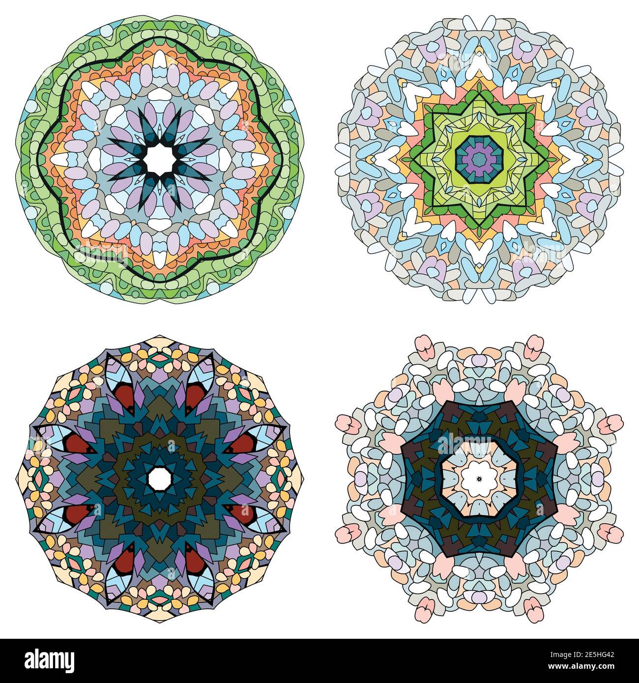 Design artistique peint à la main. Jeu de 4 illustrations de couleur dessinées à la main pour la décoration Illustration de Vecteur