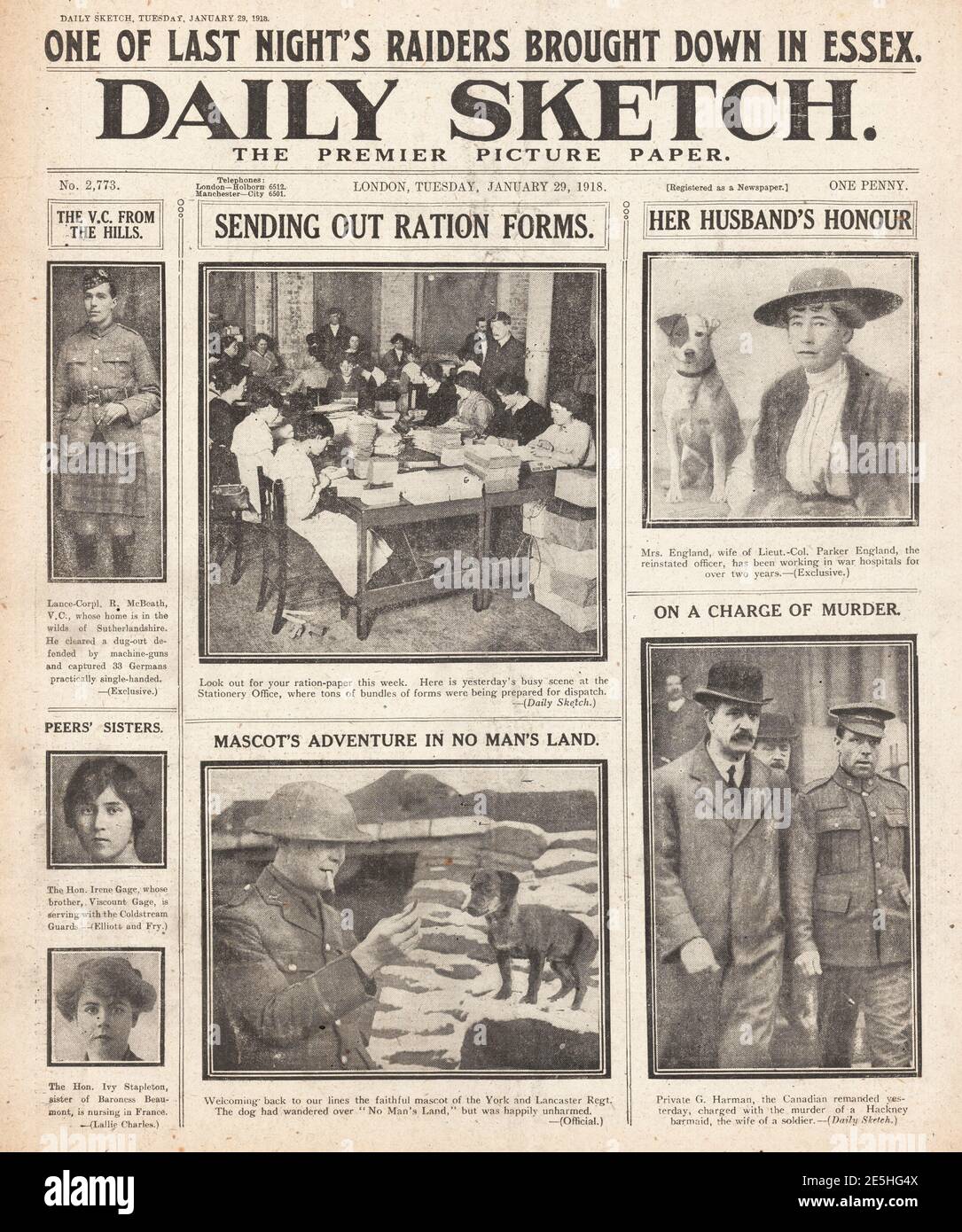 1918 Daily Sketch VC décerné au soldat écossais Banque D'Images
