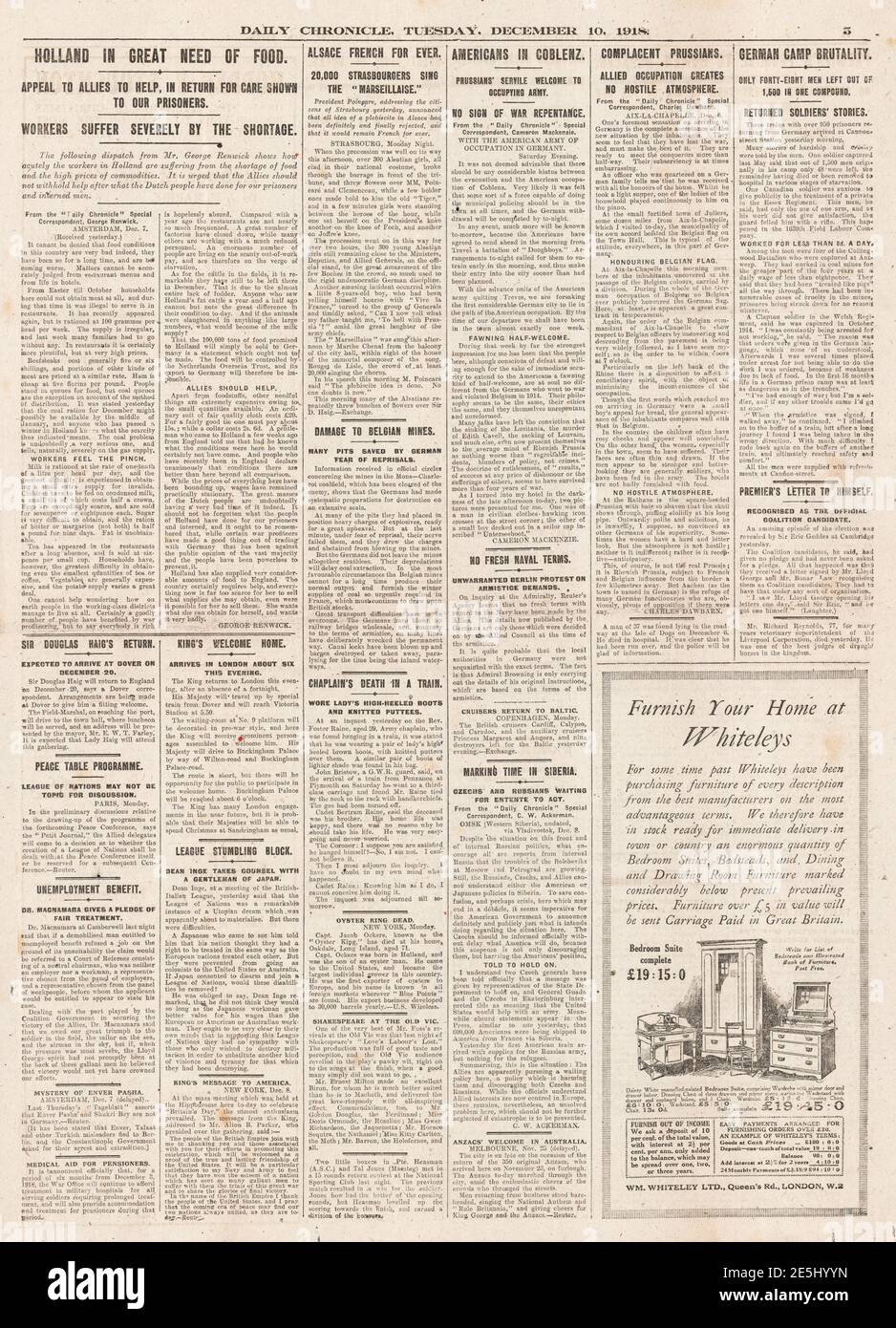 1918 pénuries alimentaires quotidiennes Chronicle en Hollande Banque D'Images