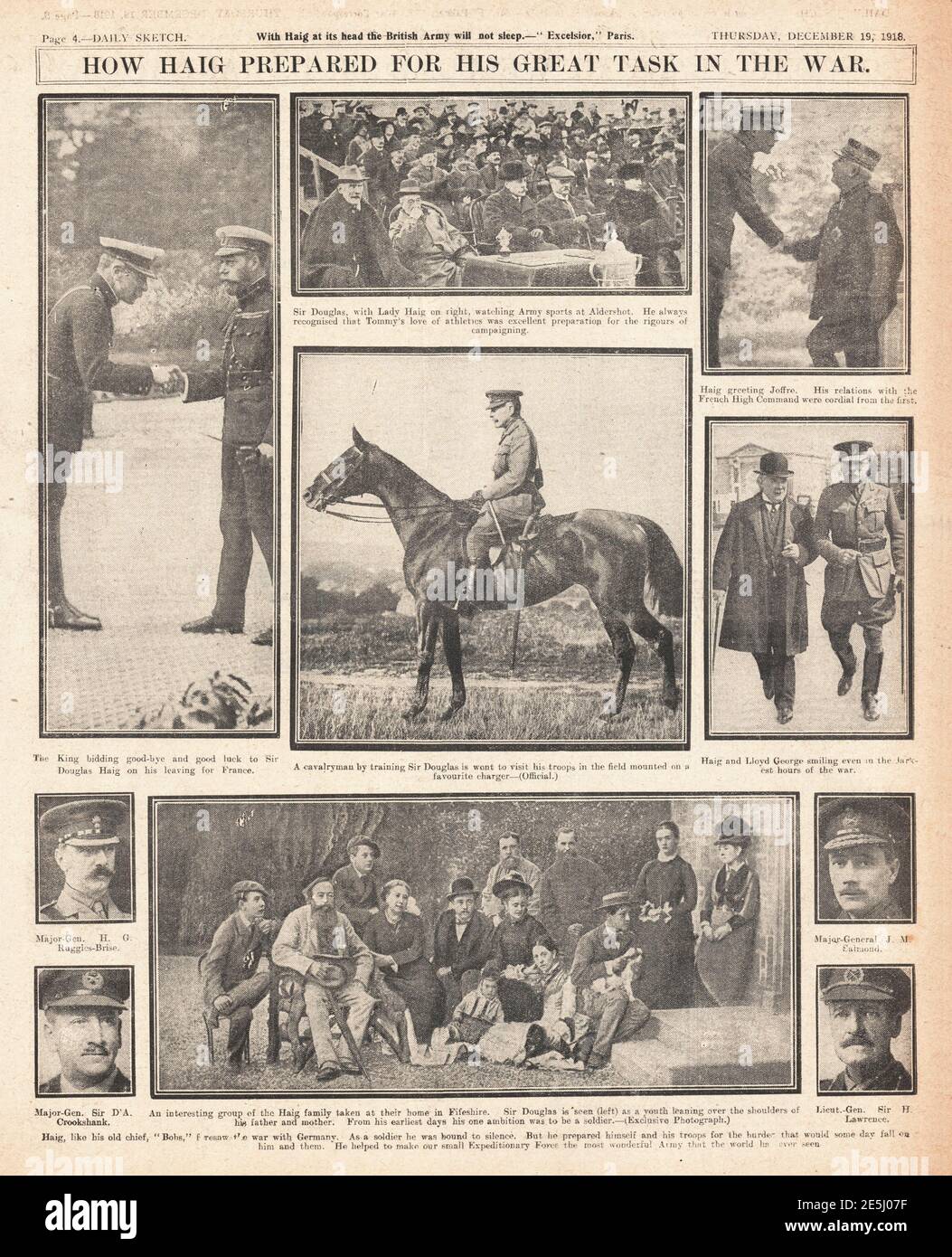 1918 croquis quotidien Sir Douglas Haig vie en photos Banque D'Images