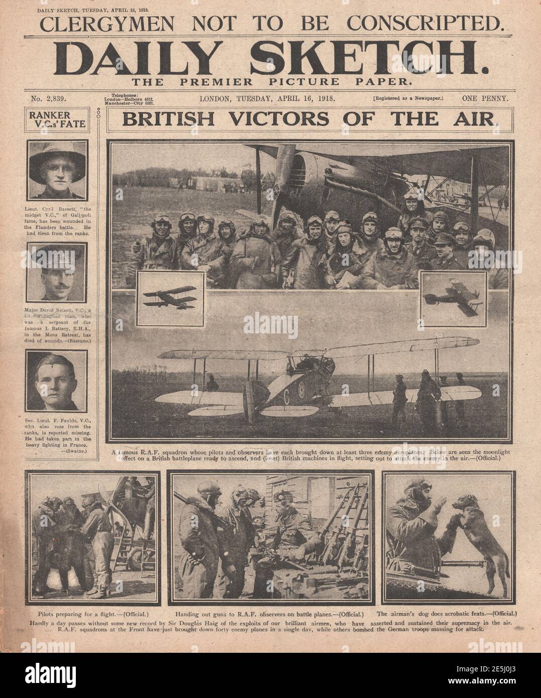 1918 Daily Sketch Royal Air Force sur le front de l'Ouest Banque D'Images
