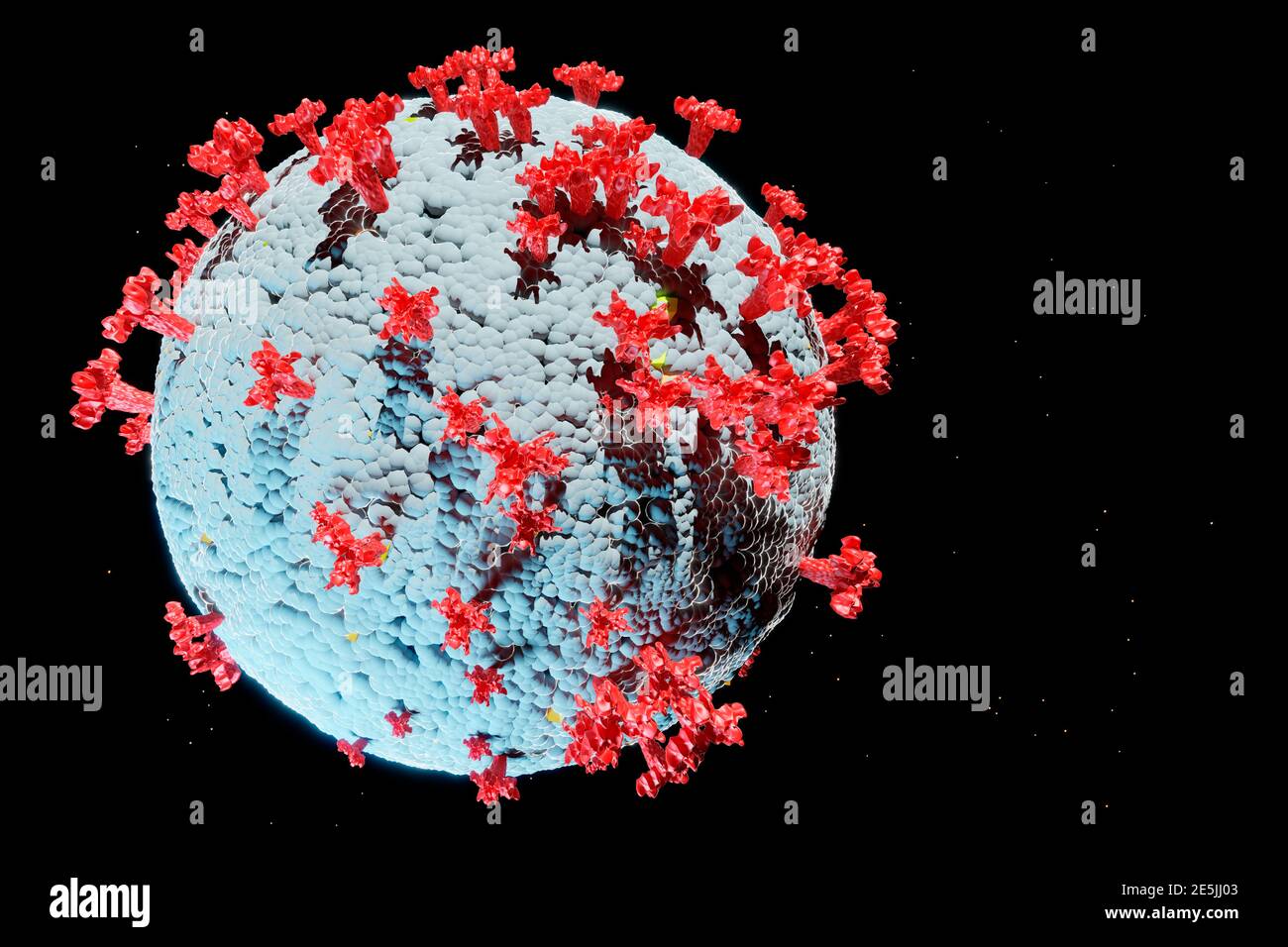 Illustration 3D du virus de la grippe au microscope Banque D'Images